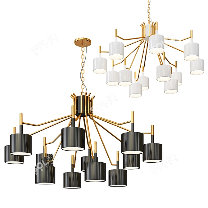 Contemporary Multi-Headed Chandelier 3D model image 1
