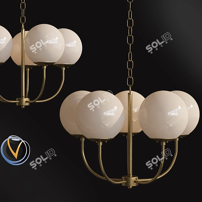 Antique Brass Oval Chandelier 3D model image 1