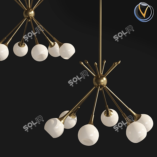 Golden Brass Modern Chandelier 3D model image 1