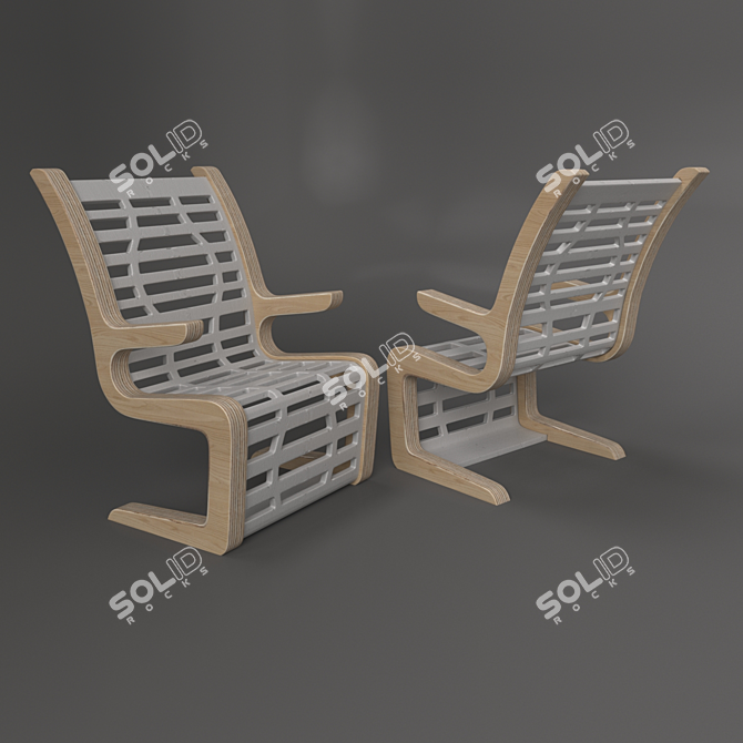 Lignum Plywood Table Chair 3D model image 2