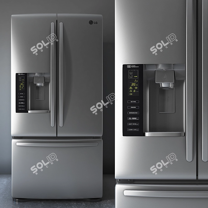 Elegant LG Side by Side Refrigerator 3D model image 1