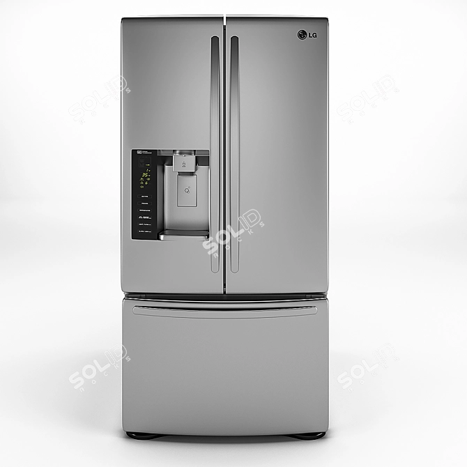 Elegant LG Side by Side Refrigerator 3D model image 2