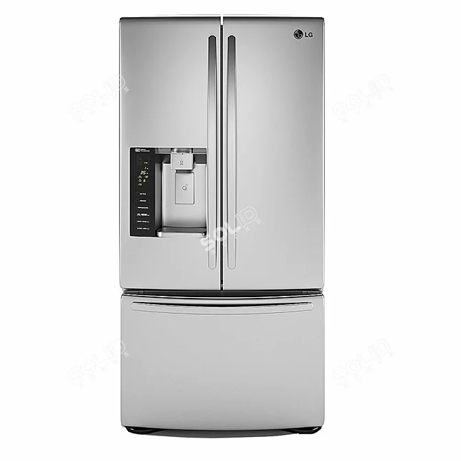 Elegant LG Side by Side Refrigerator 3D model image 3