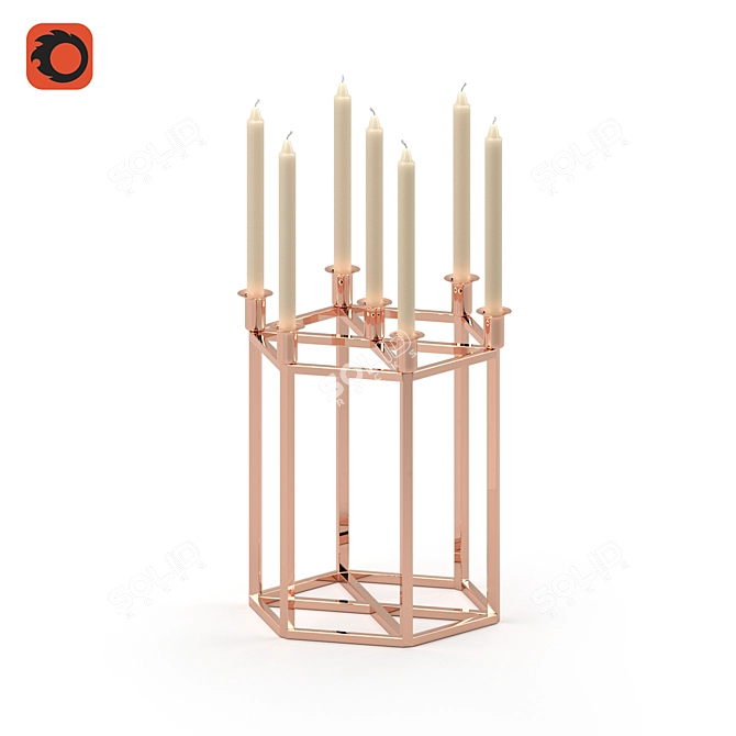 Title: Elegance in Copper: Candlestick & 7 Candles 3D model image 1