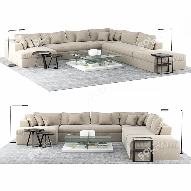 Modern Modular Sofa: Meridiani Louis 3D model image 1