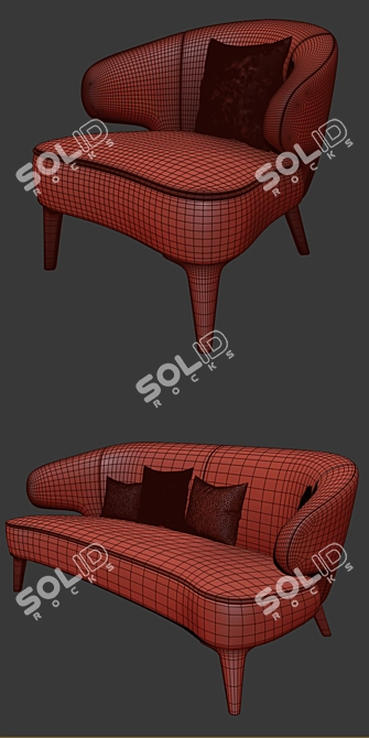 Elegant Minotti Aston Sofa & Chair Set 3D model image 3