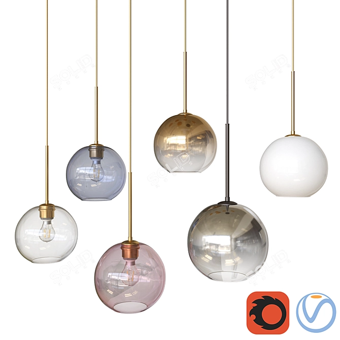 Sculptural Glass Globe Pendant: Custom Lighting Elegance 3D model image 1