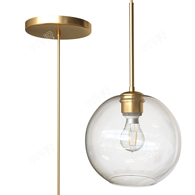 Sculptural Glass Globe Pendant: Custom Lighting Elegance 3D model image 2