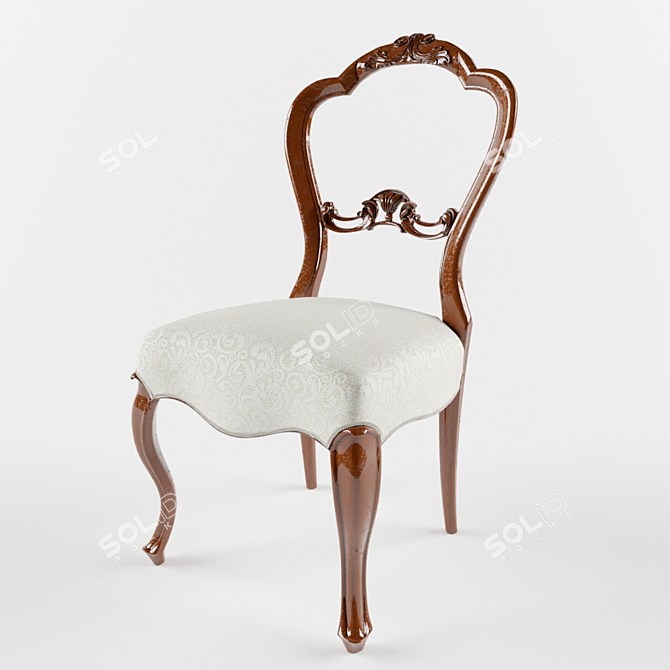 Elegant Victorian Afzelia Dining Chair 3D model image 1