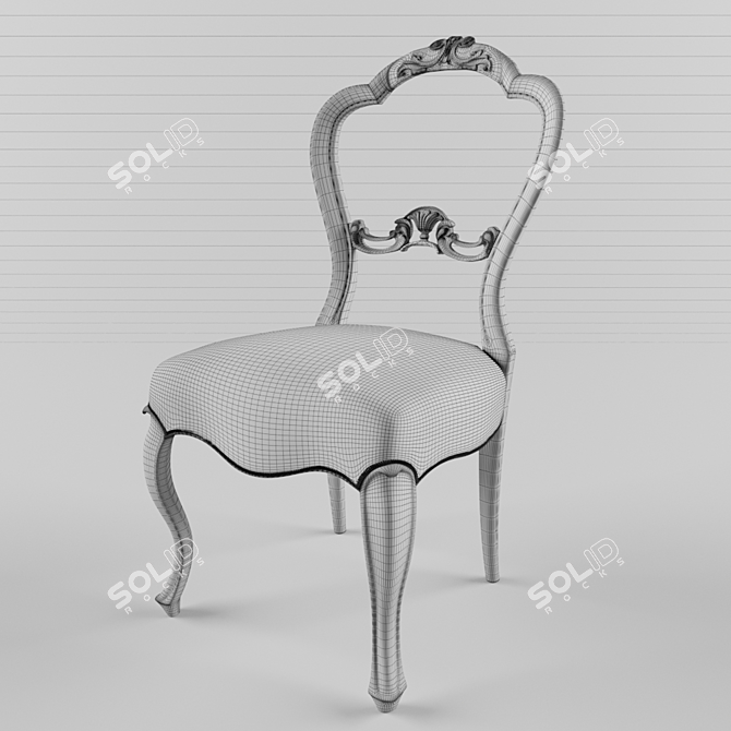 Elegant Victorian Afzelia Dining Chair 3D model image 3