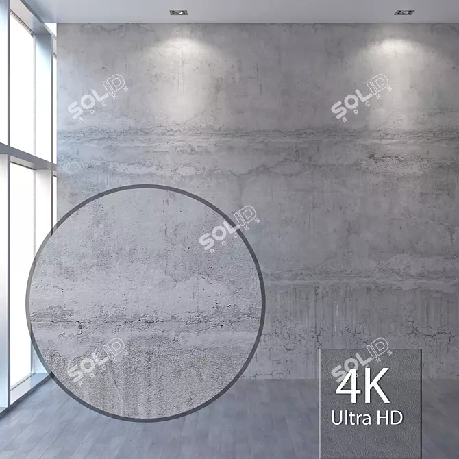 Seamless 4K Concrete Wall 3D model image 1