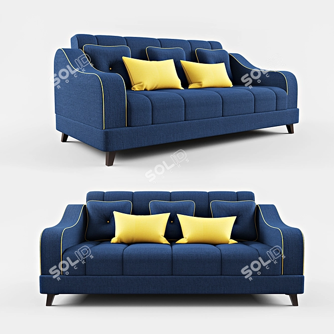 Navy Blue Velvet Sofa: Sheffild Elegance 3D model image 1