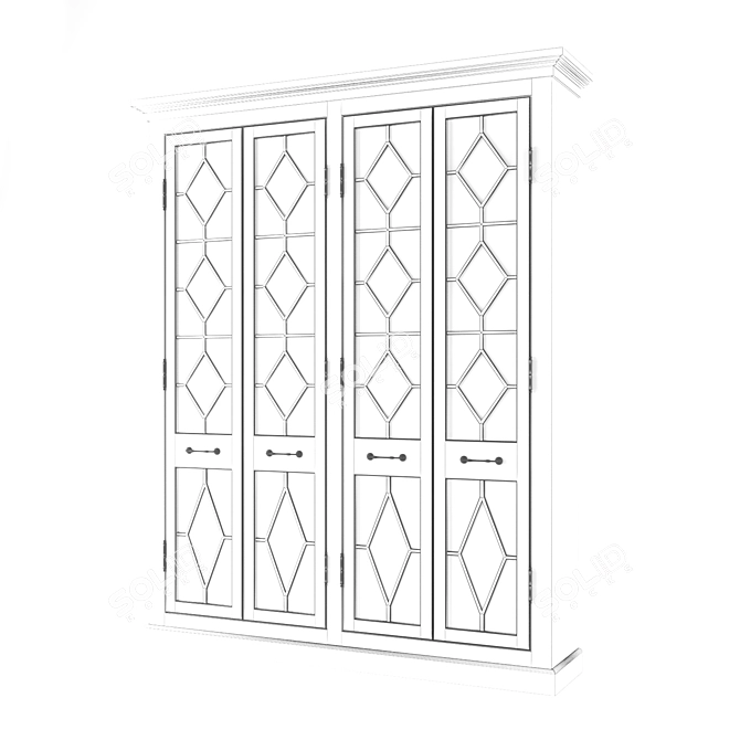 Georgian Fretwork Buffet: Antique Natural Elm 3D model image 3