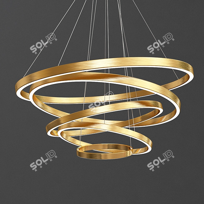 Contemporary Gold LED Pendant Lights 3D model image 1