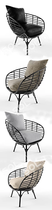 Sleek Black Wicker Chair: All-Weather Comfort 3D model image 2