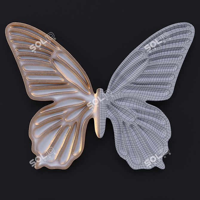 Elegant Fluttering Butterflies Metal Wall Decor 3D model image 3