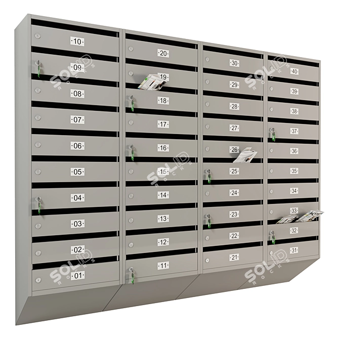 Modern Mailbox for Apartments 3D model image 1