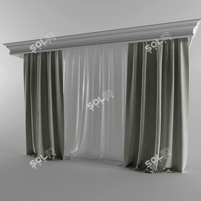 Linen Cornice & Curtains: Orac Decor 3D model image 1