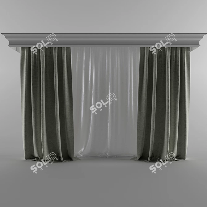 Linen Cornice & Curtains: Orac Decor 3D model image 2
