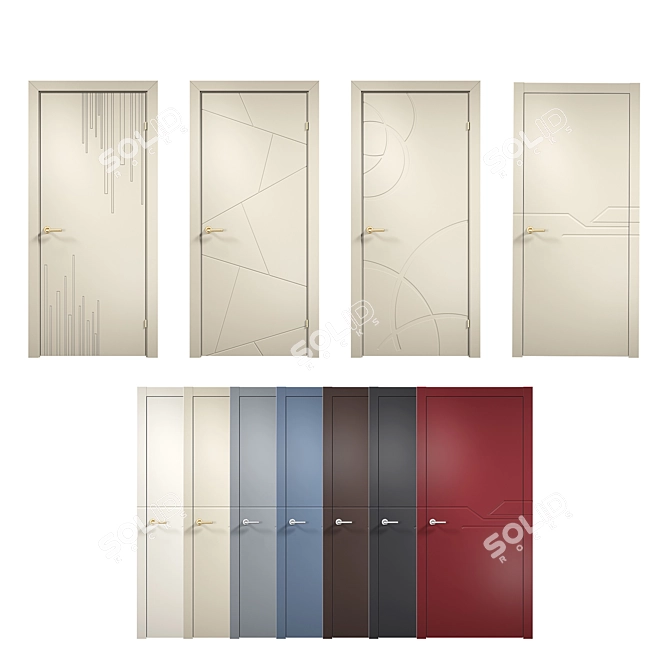 Elegant Designer Interior Doors by Lavan 3D model image 1