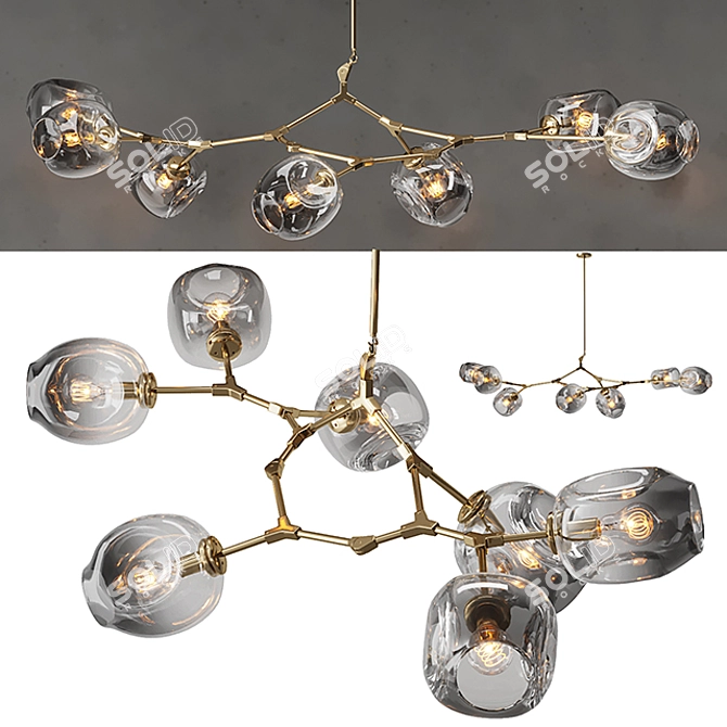 Elegant Smoke & Brass Chandelier 3D model image 1