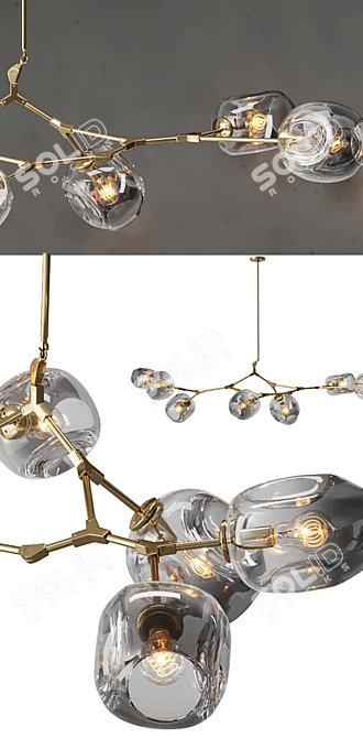 Elegant Smoke & Brass Chandelier 3D model image 2