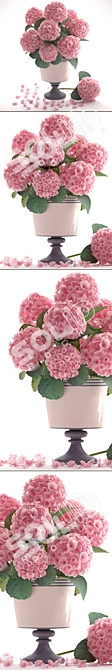 Romantic Pink Hydrangea Bouquet 3D model image 2