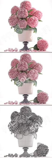 Romantic Pink Hydrangea Bouquet 3D model image 3