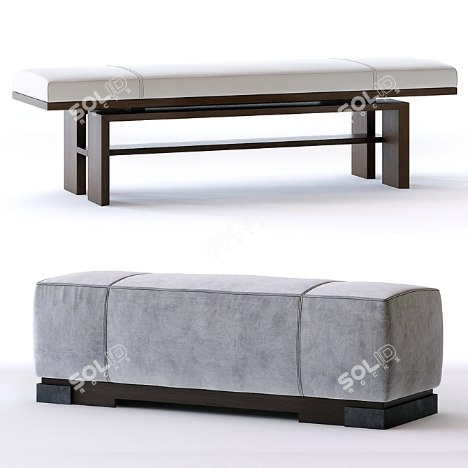 Stellar Bench and Ottoman: Elevated Seating Solution 3D model image 1