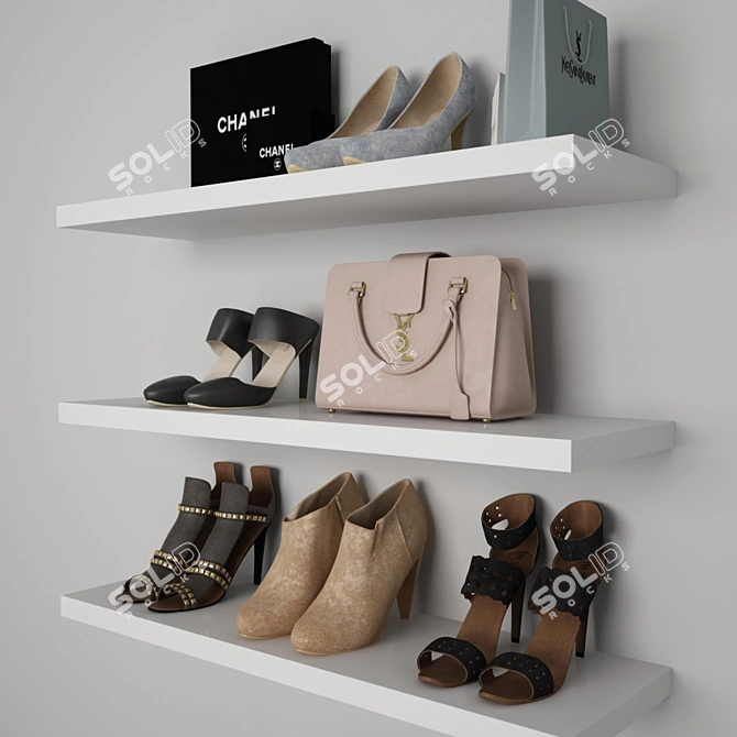 High-Resolution Women's Shoe Set 3D model image 2