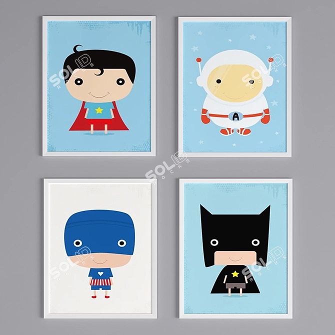 Charming Kids Canvas Prints 3D model image 1