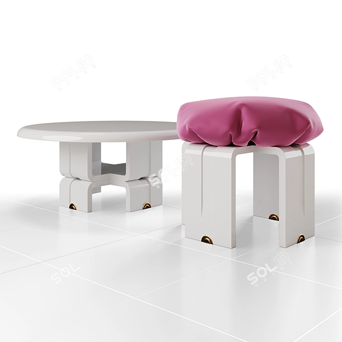 Flamingo Coffee Table & Pouf Set 3D model image 1