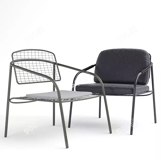 Sleek Eija Metal Chair 3D model image 1