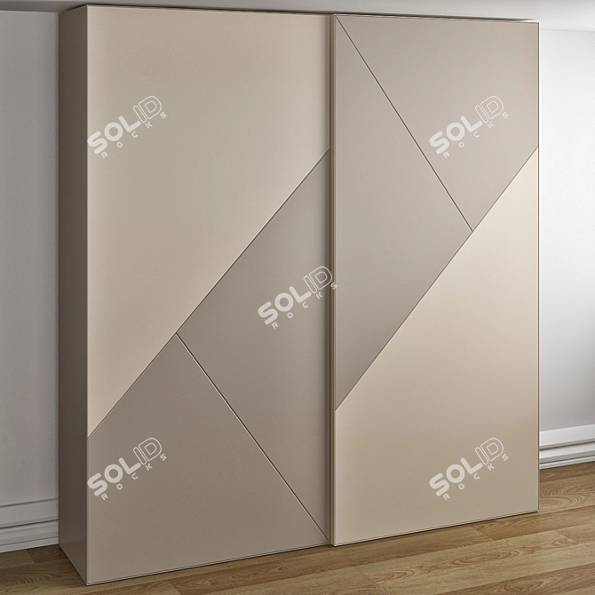 Modern Cross White Wardrobe 3D model image 1