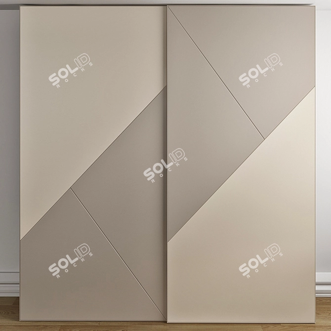 Modern Cross White Wardrobe 3D model image 2