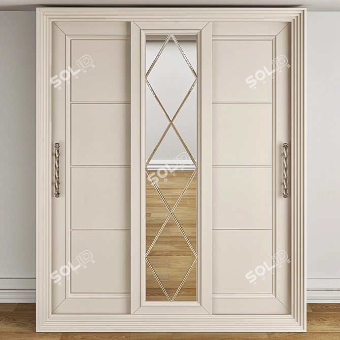 Linear Mirror Door Closet 3D model image 1