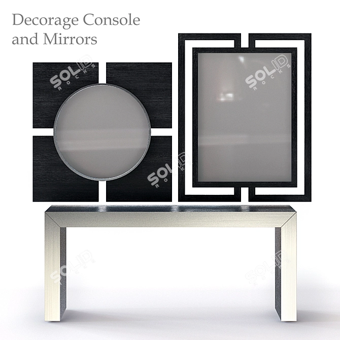 Elegant Decorage Console & Mirror Set 3D model image 1