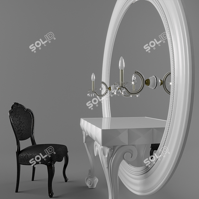 Modern White Dressing Table 3D model image 2