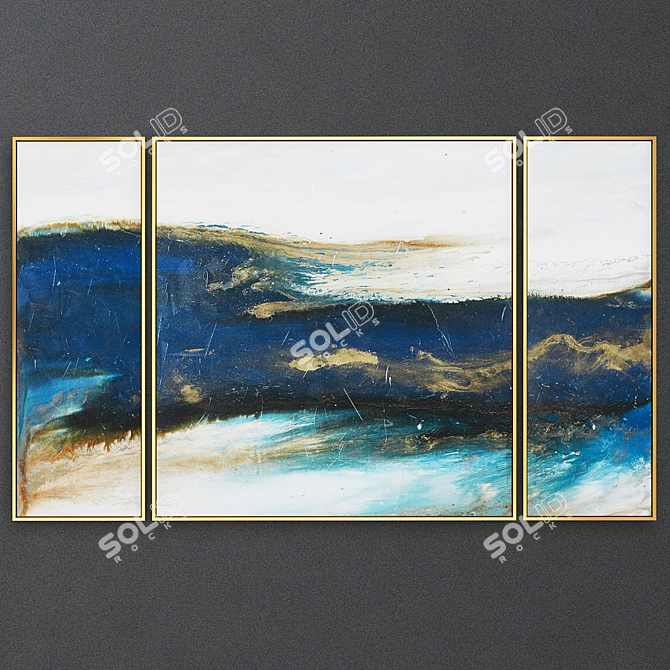 Modern Abstract 3-Piece Wall Art 3D model image 2