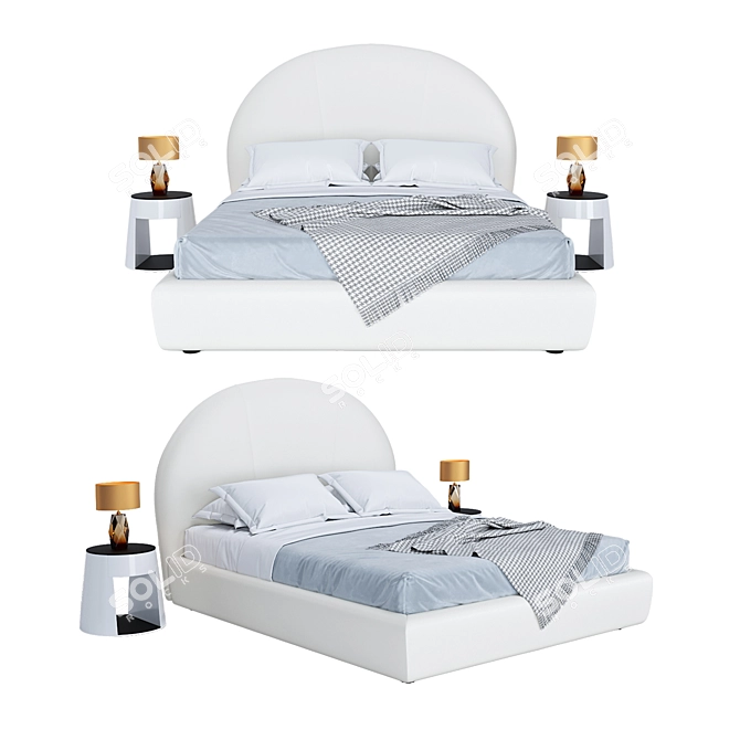 Italian Elegance: Cattelan Italia Bjorn Bed & Nigel Nightstand 3D model image 1