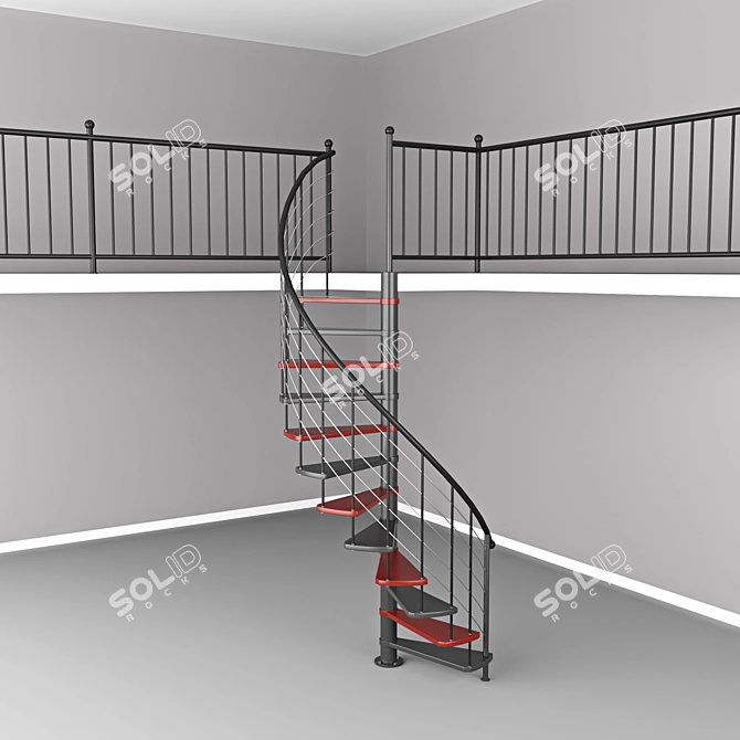 Round Mezzanine Stairs | 2.3m Height 3D model image 1