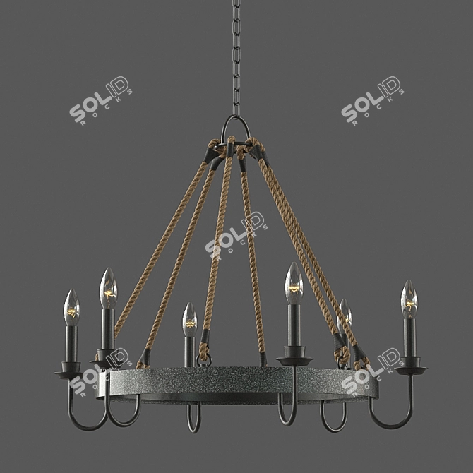 Rustic Wine Barrel Chandelier 3D model image 1