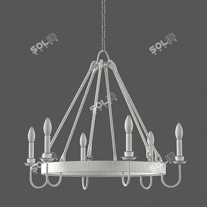 Rustic Wine Barrel Chandelier 3D model image 3