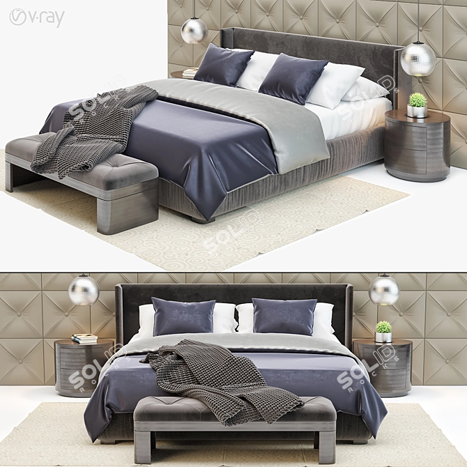 Elegante Simplicity Bedroom Set 3D model image 1