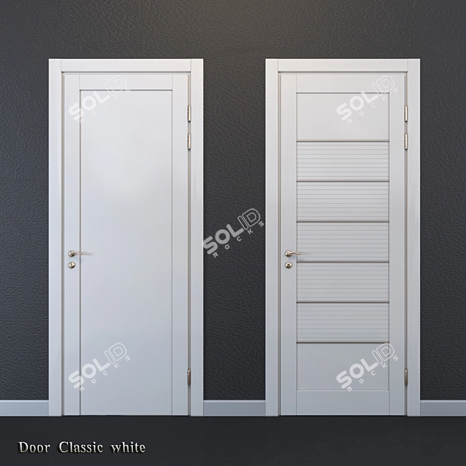 Elegant White Classic Door 3D model image 1