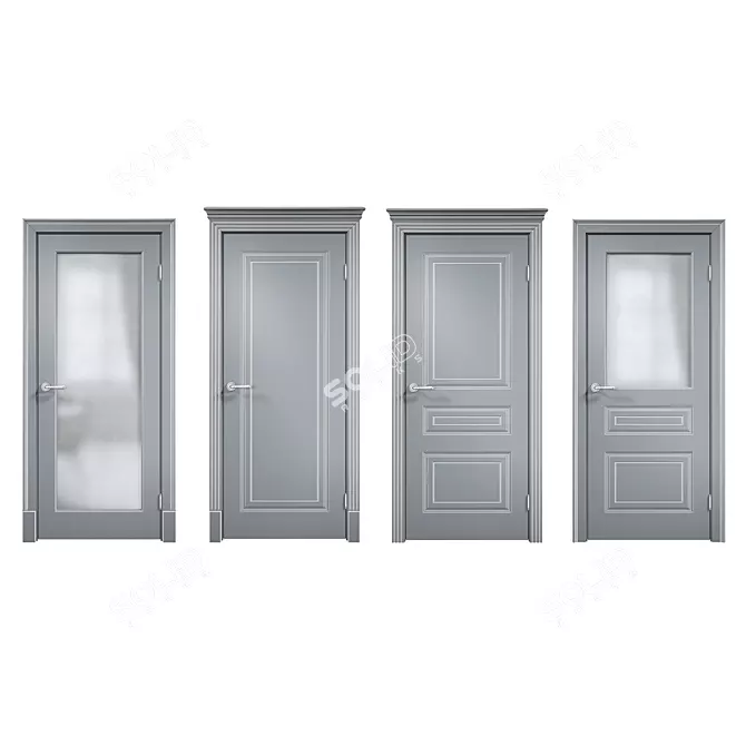 Elegant Milled Y Interior Doors 3D model image 1