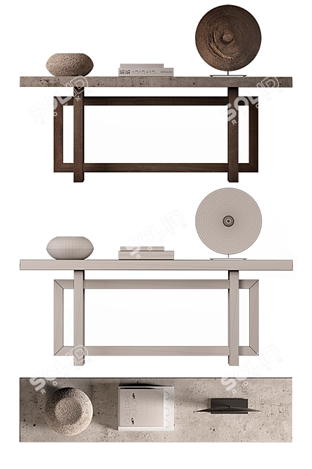 Heston Rustic Geometric Console 3D model image 2