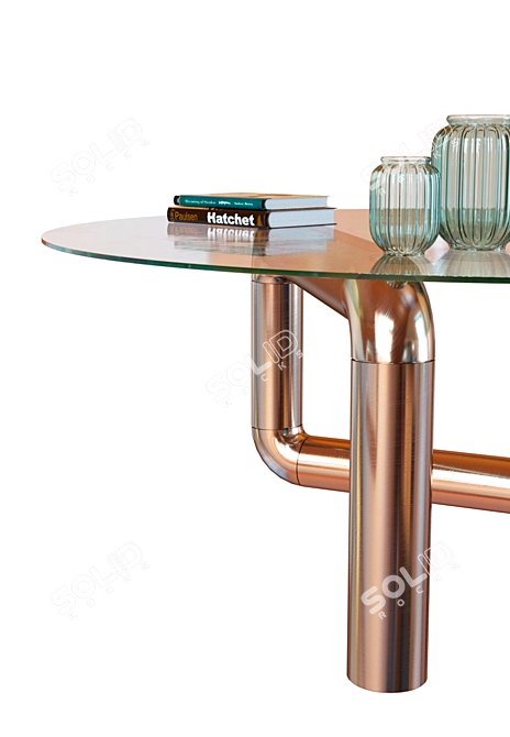 Industrial Copper Coffee Table 3D model image 2