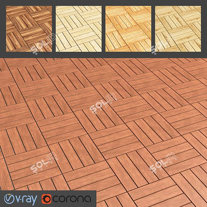 Natural Wood Outdoor Flooring 3D model image 1