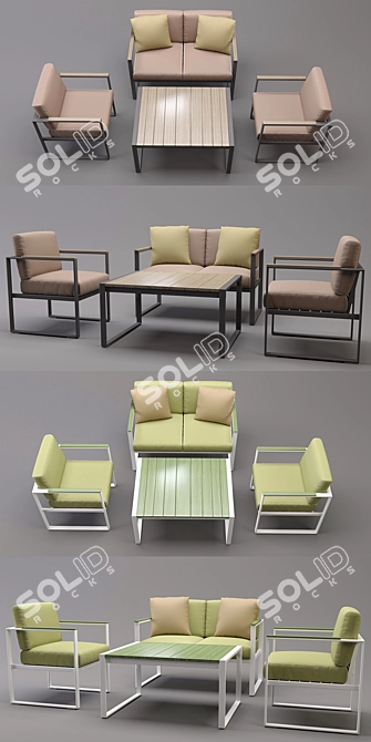 Catania Polywood Garden Lounge Set 3D model image 2